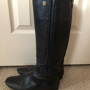 Tory Burch Black Leather Riding Boots